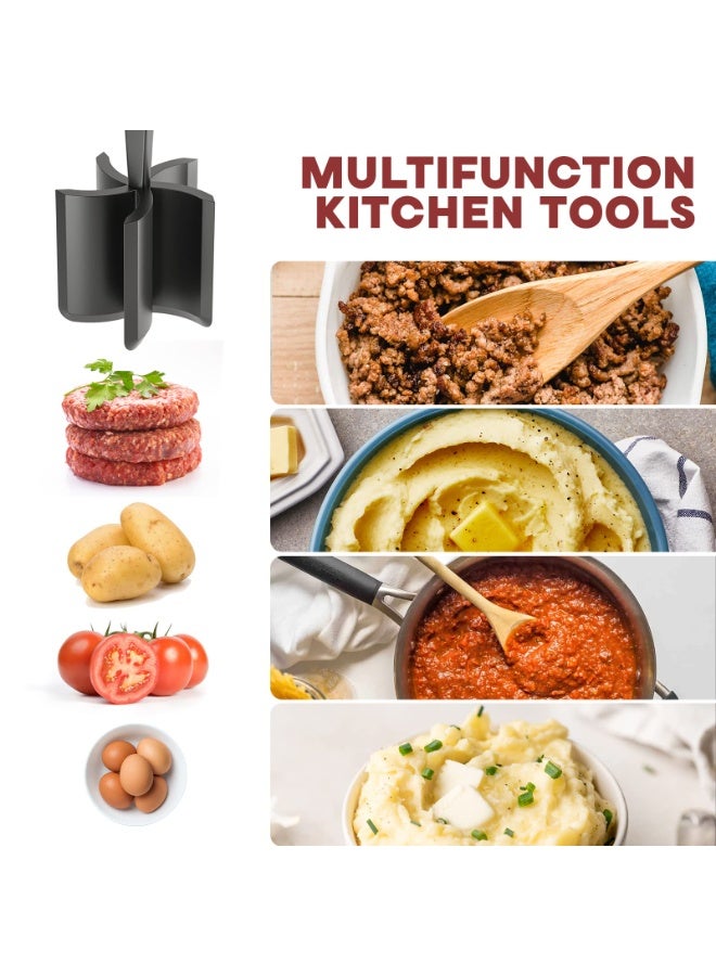 HOMESTAR Meat Chopper, Handheld Heat Resistant Meat Chopper and Mixer, Multi-Function Meat Mincer, Hamburger Grinder, Potato Masher Tool, Meat and Poultry Tenderizer, Kitchen Utensil, Black, 11.02x2.44 Inch - Image 4